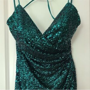 Clarisse Couture Green Sequin Dress